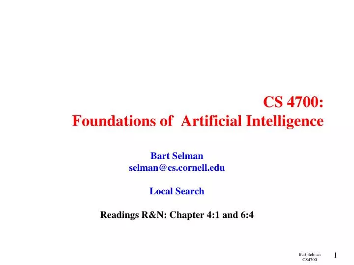 cs 4700 foundations of artificial intelligence