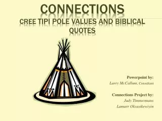 Connections CREE Tipi Pole values and biblical quotes