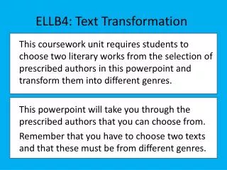 ELLB4: Text Transformation