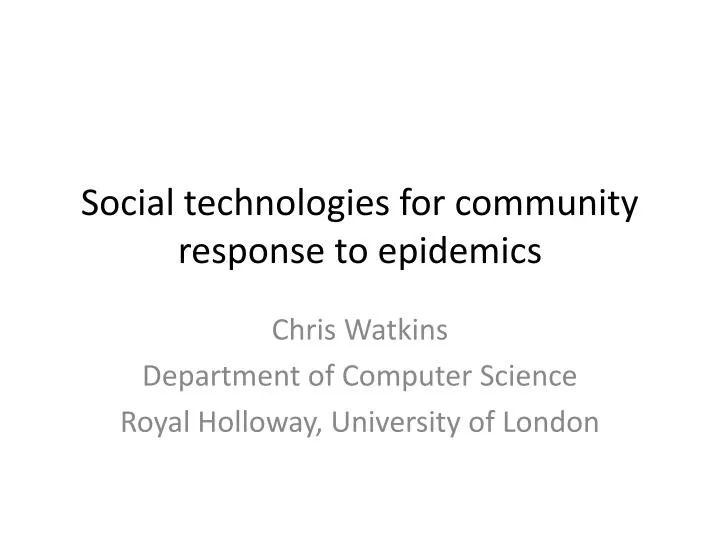 s ocial technologies for community response to epidemics