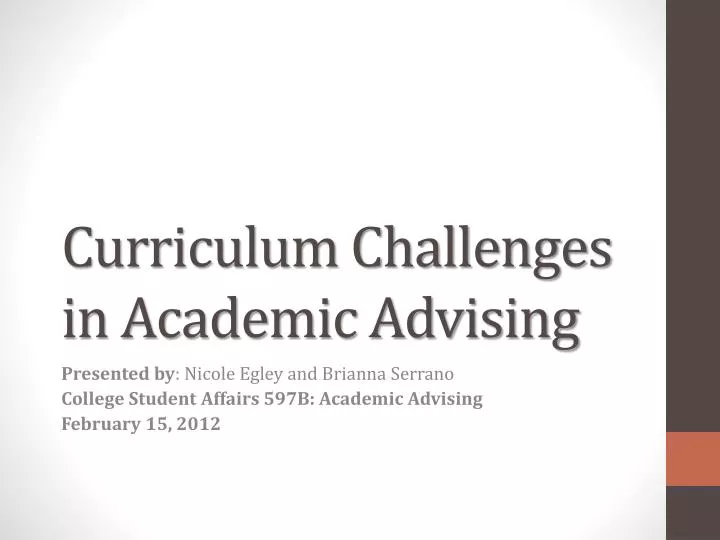 curriculum challenges in academic advising