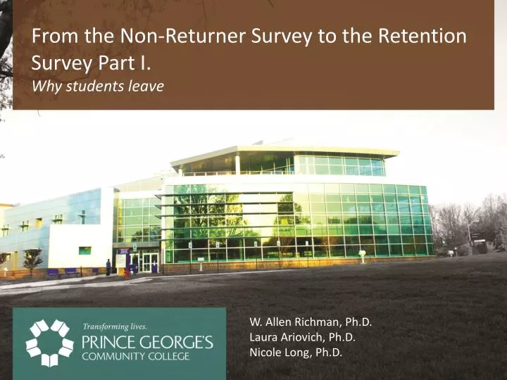 from the non returner survey to the retention survey part i