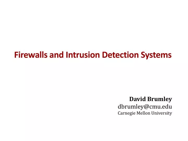 firewalls and intrusion detection systems