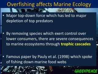 Overfishing affects Marine Ecology