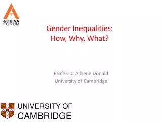 Gender Inequalities: How, Why, What?