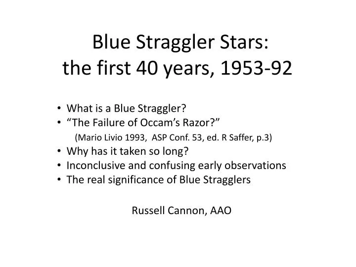 blue straggler stars the first 40 years 1953 92
