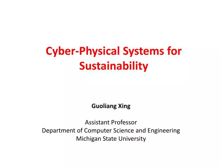 cyber physical systems for sustainability