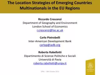 The Location Strategies of Emerging Countries Multinationals in the EU Regions