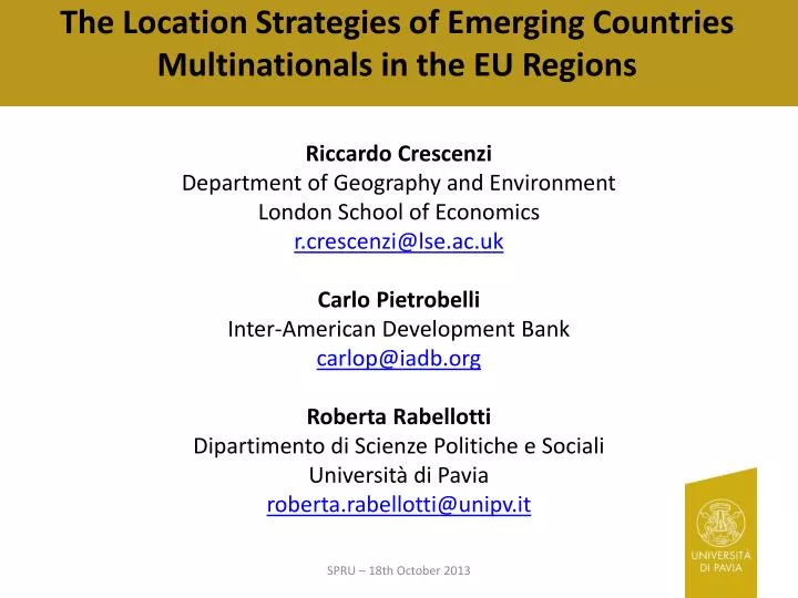 the location strategies of emerging countries multinationals in the eu regions