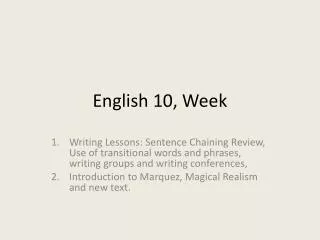 English 10, Week