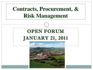 Contracts, Procurement, &amp; Risk Management