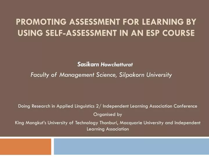 promoting assessment for learning by using self assessment in an esp course