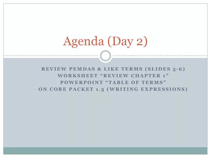 agenda day 2