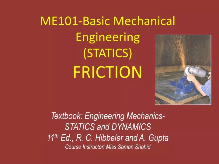me101 basic mechanical engineering statics friction