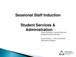 Sessional Staff Induction Student Services &amp; Administration