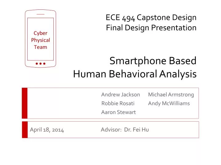 ece 494 capstone design final design presentation smartphone based human behavioral analysis
