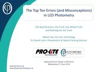 The Top Ten Errors (and Misconceptions) in LED Photometry