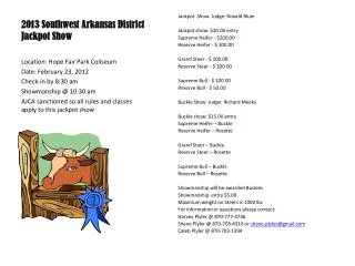 2013 Southwest Arkansas District Jackpot Show