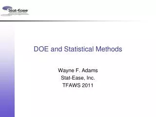 DOE and Statistical Methods