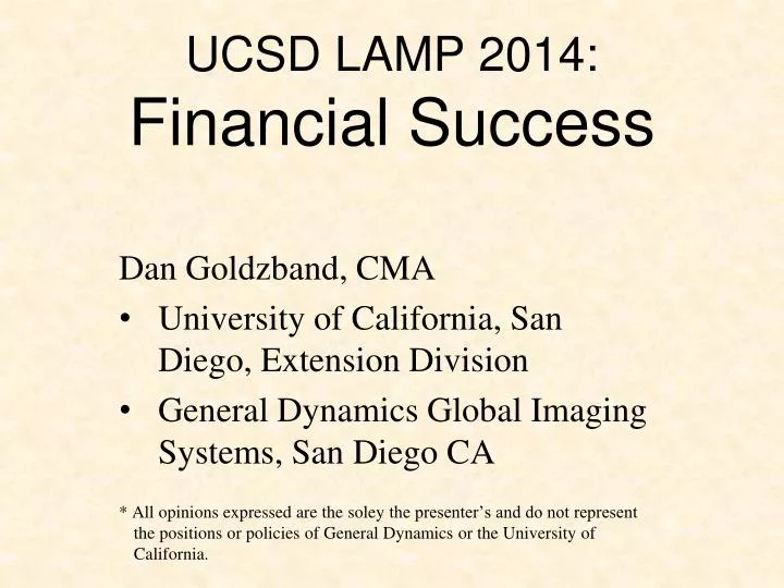 ucsd lamp 2014 financial success