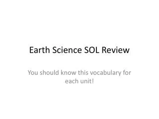 Earth Science SOL Review