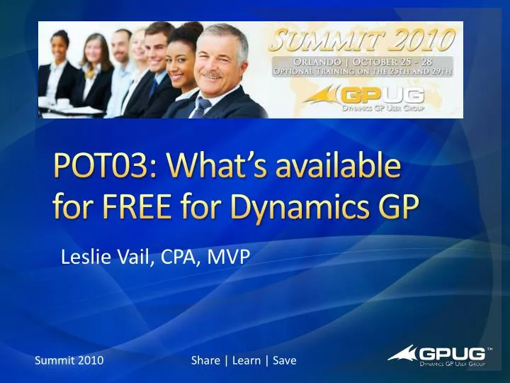 pot03 what s available for free for dynamics gp