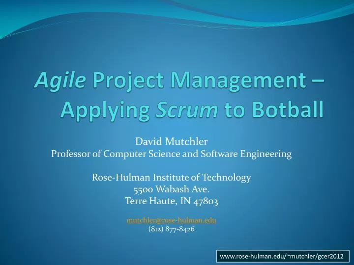 agile project management applying scrum to botball