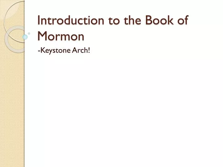 introduction to the book of mormo n