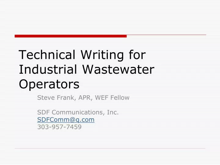 technical writing for industrial wastewater operators