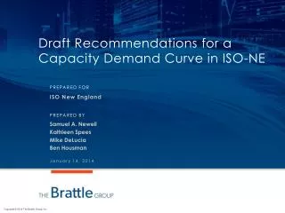 Draft Recommendations for a Capacity Demand Curve in ISO-NE