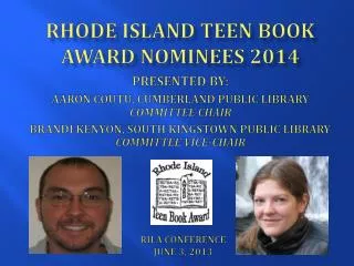 Rhode Island Teen Book Award Nominees 2014