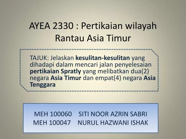 ayea 2330 pertikaian wilayah rantau asia timur