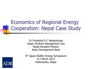 Economics of Regional Energy Cooperation: Nepal Case Study