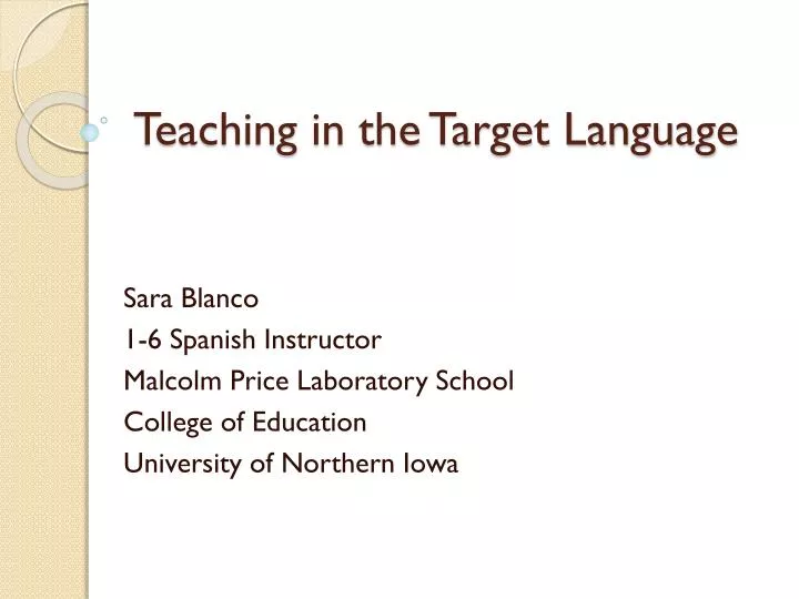 teaching in the target language