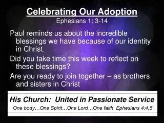 Celebrating Our Adoption Ephesians 1: 3-14