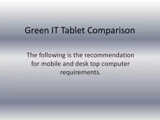 Green IT Tablet Comparison