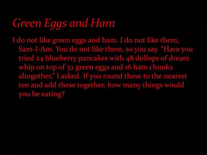 green eggs and ham