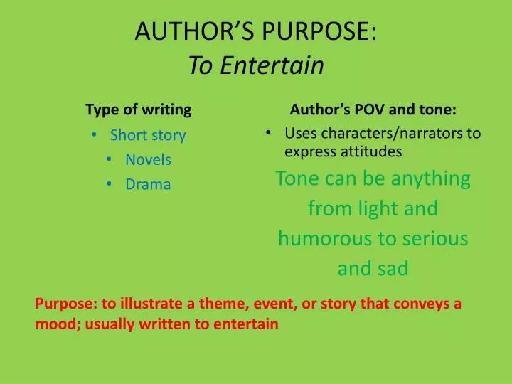 author s purpose to entertain