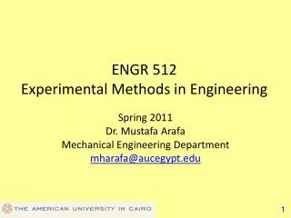 ENGR 512 Experimental Methods in Engineering