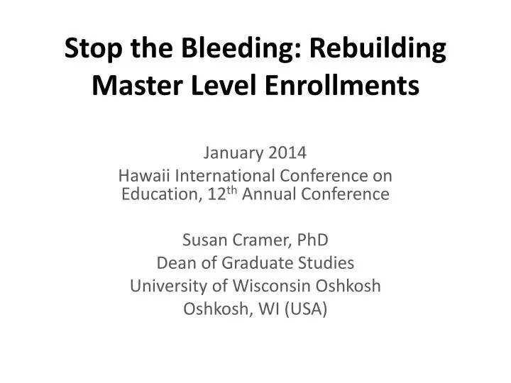 stop the bleeding rebuilding master level enrollments