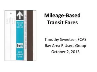Mileage-Based Transit Fares