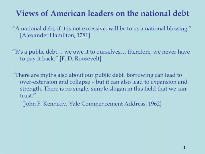 views of american leaders on the national debt