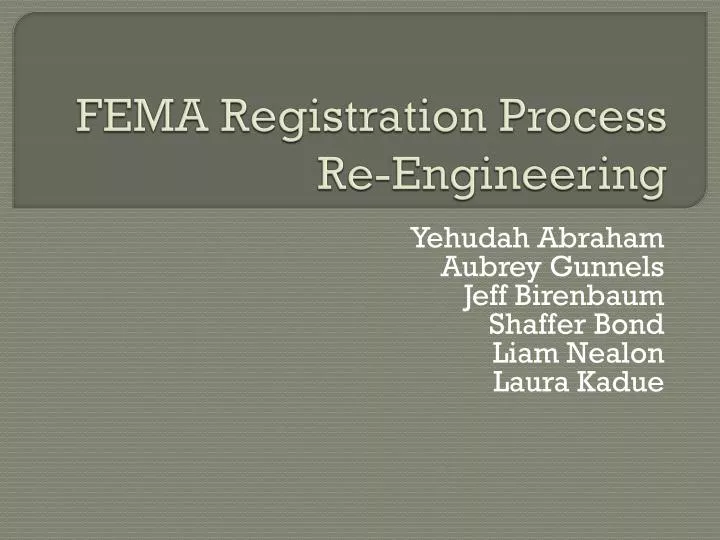fema registration process re engineering