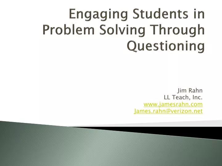 engaging students in problem solving through questioning