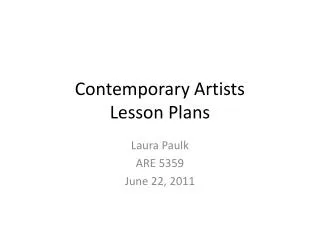 Contemporary Artists Lesson Plans