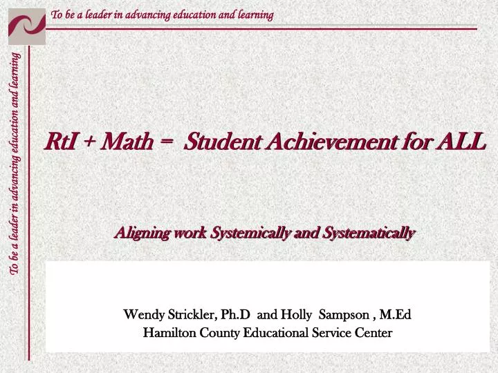 rti math student achievement for all aligning work systemically and systematically