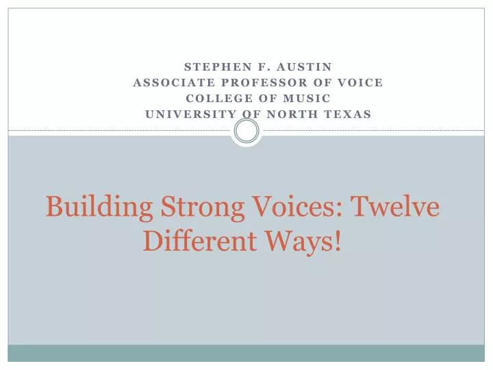 building strong voices twelve different ways