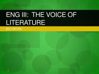 ENG III: The Voice of Literature