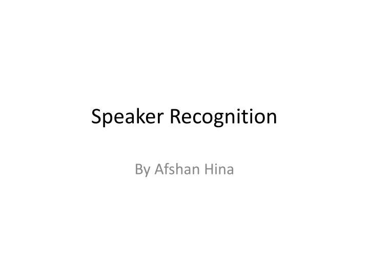 speaker recognition