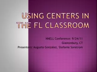 Using Centers in the FL Classroom